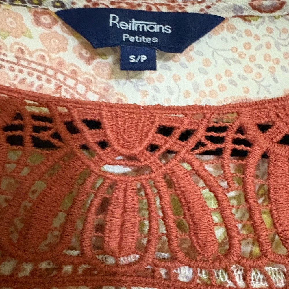 Reitmans Paisley Blouse with Terracotta Crochet Detail - Picture 3 of 7